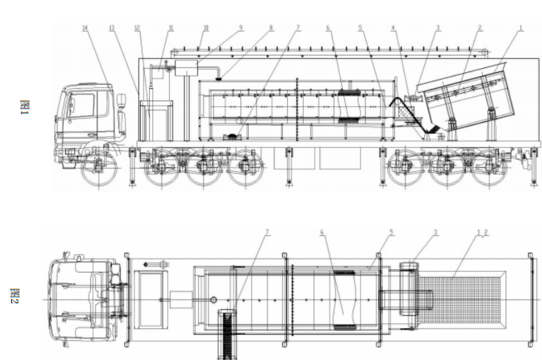 車載集成式土壤熱脫附修復裝置主視圖